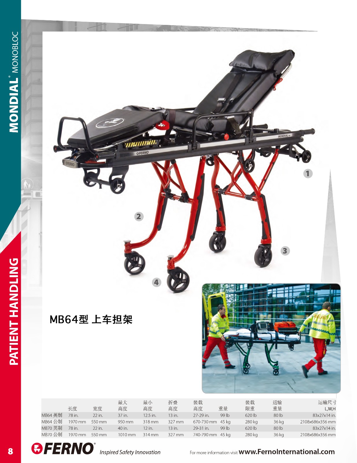FERNO担架 MB64型 上车担架 担架(图1)