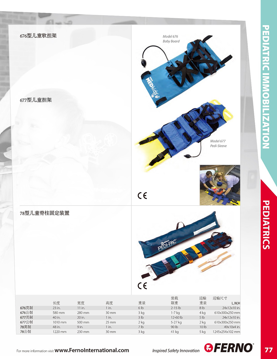 美国进口Ferno儿童脊柱固定装置背部固定装置 救援脊椎护具急救用(图2)